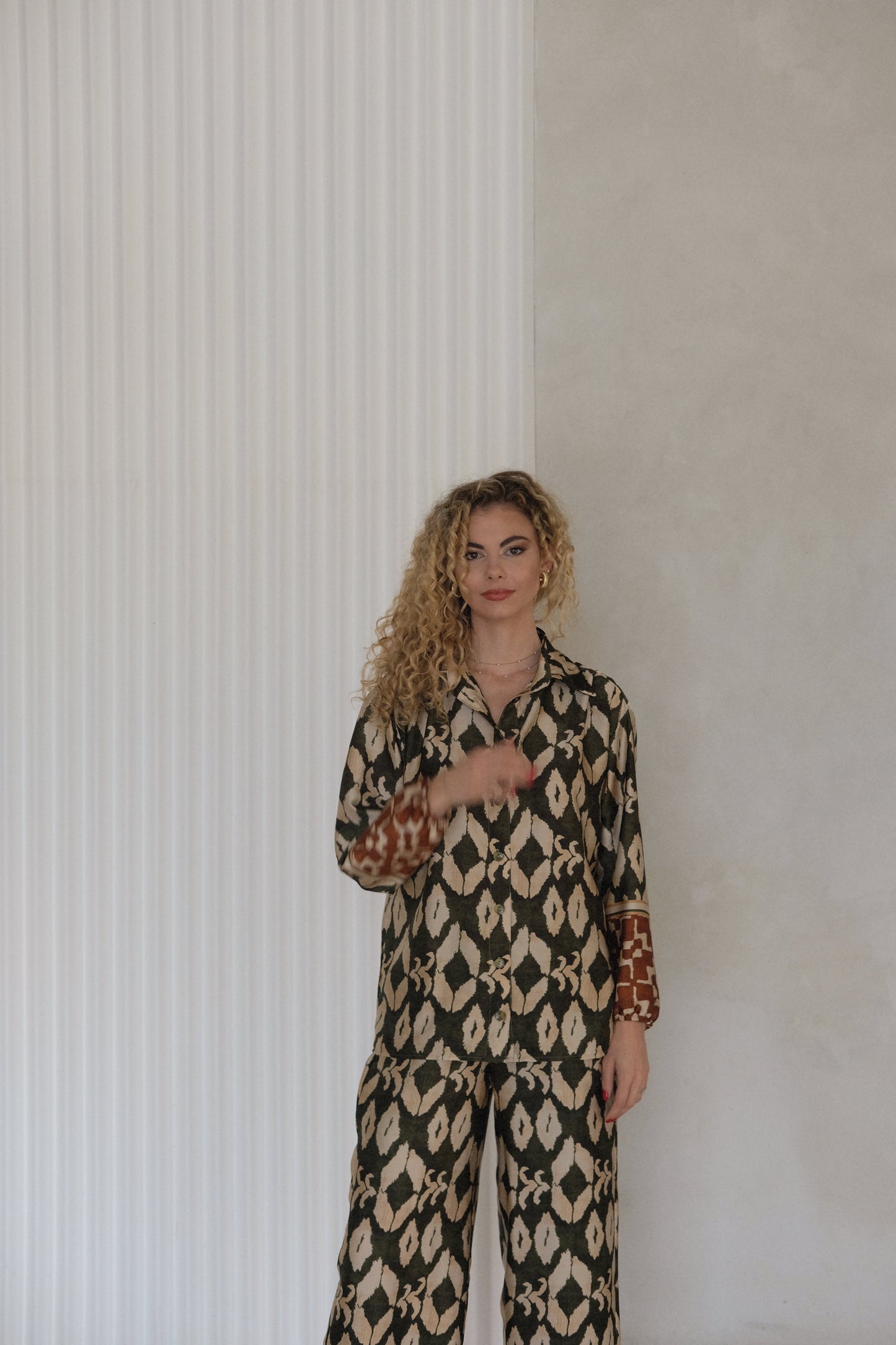 Sienna Elasticated Pants - Green Print