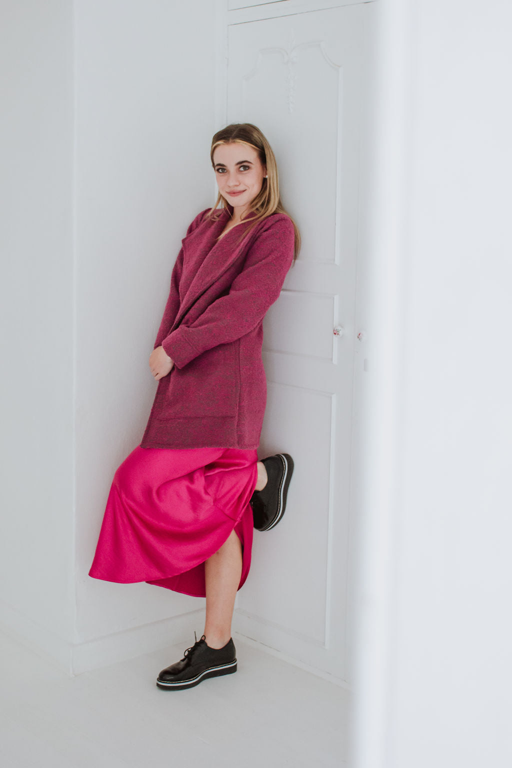 Naomi Coat Short - Pink/Grey