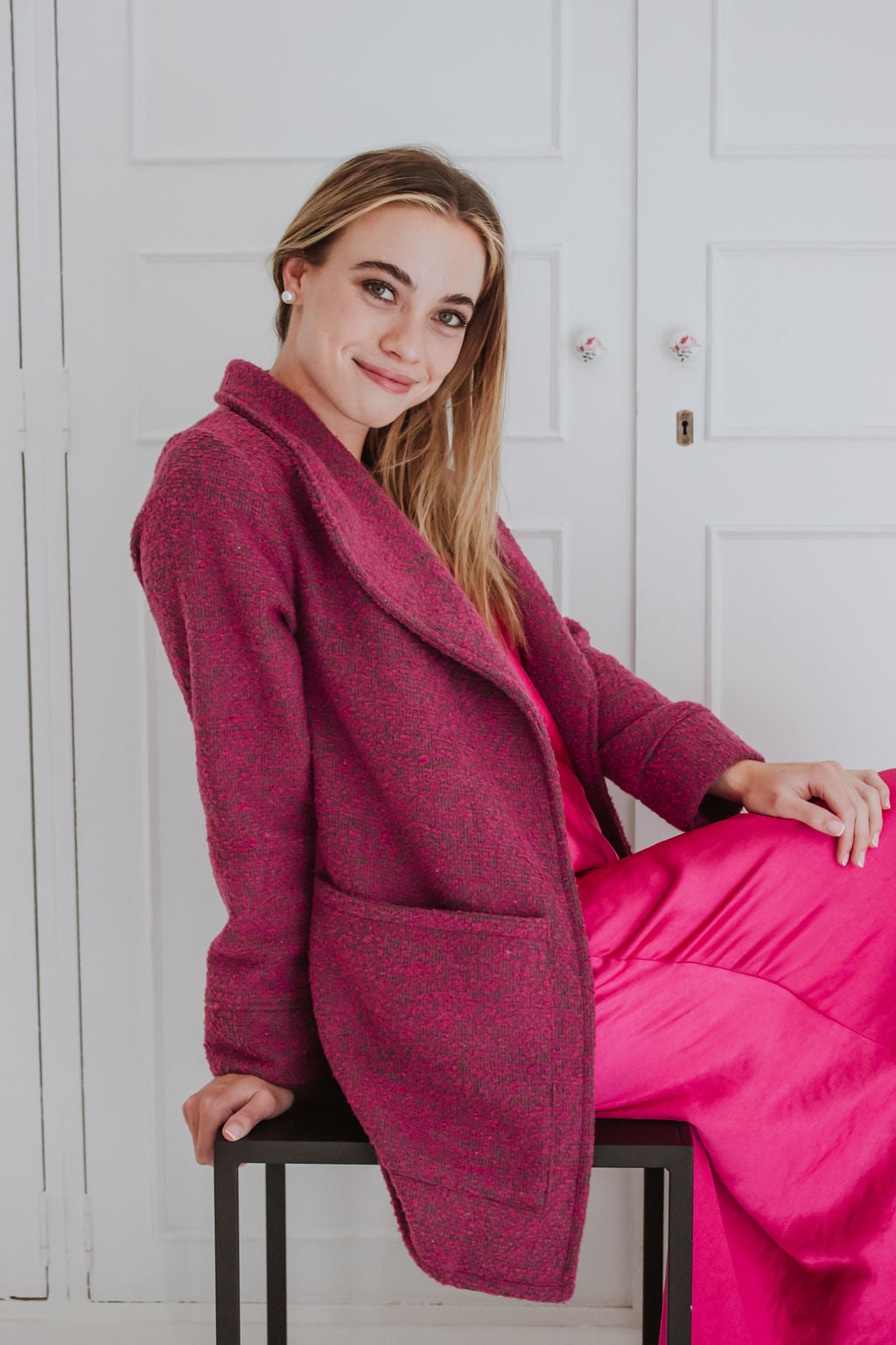 Naomi Coat Short - Pink/Grey