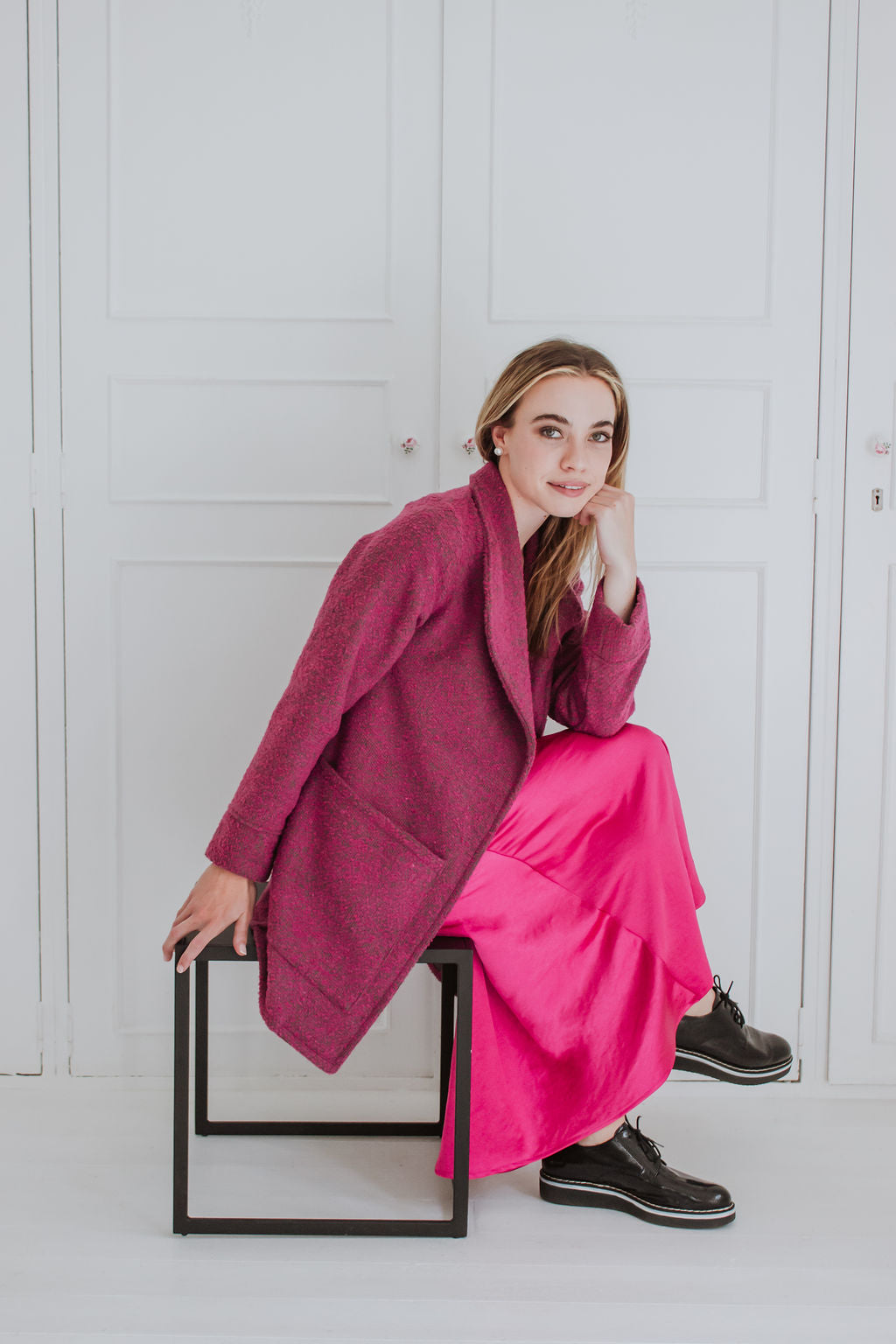 Naomi Coat Short - Pink/Grey