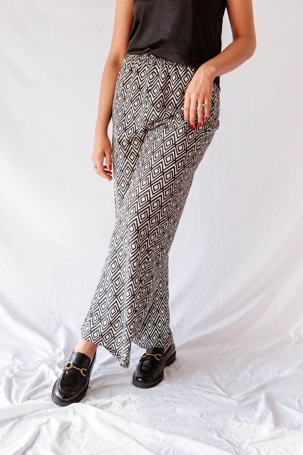 Elasticated Pants - B/W Print