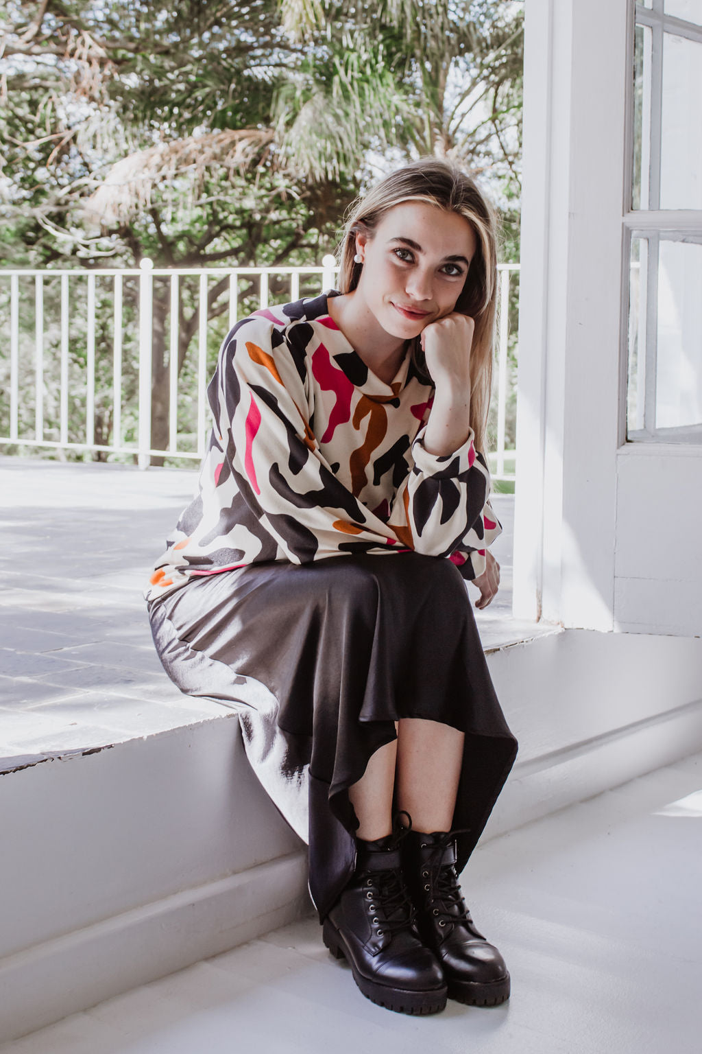 Knitwear Top- Viva Pink/Black