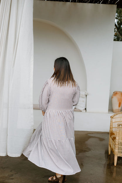 Chloe Dress - Chocolate Stripe