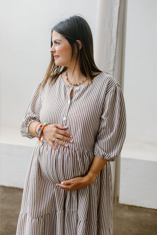 Chloe Dress - Chocolate Stripe