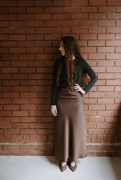 The Bias Skirt - Choc Brown