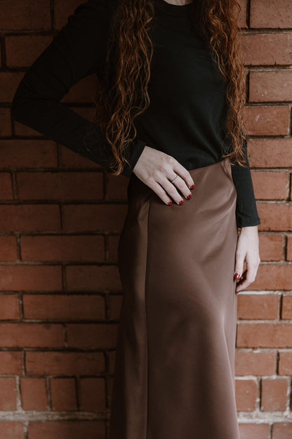 The Bias Skirt - Choc Brown