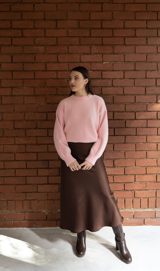 The Bias Skirt - Choc Brown