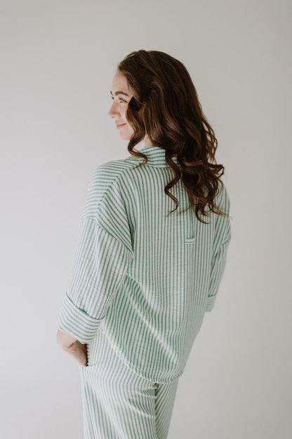 Striped Boxy Shirt in Green