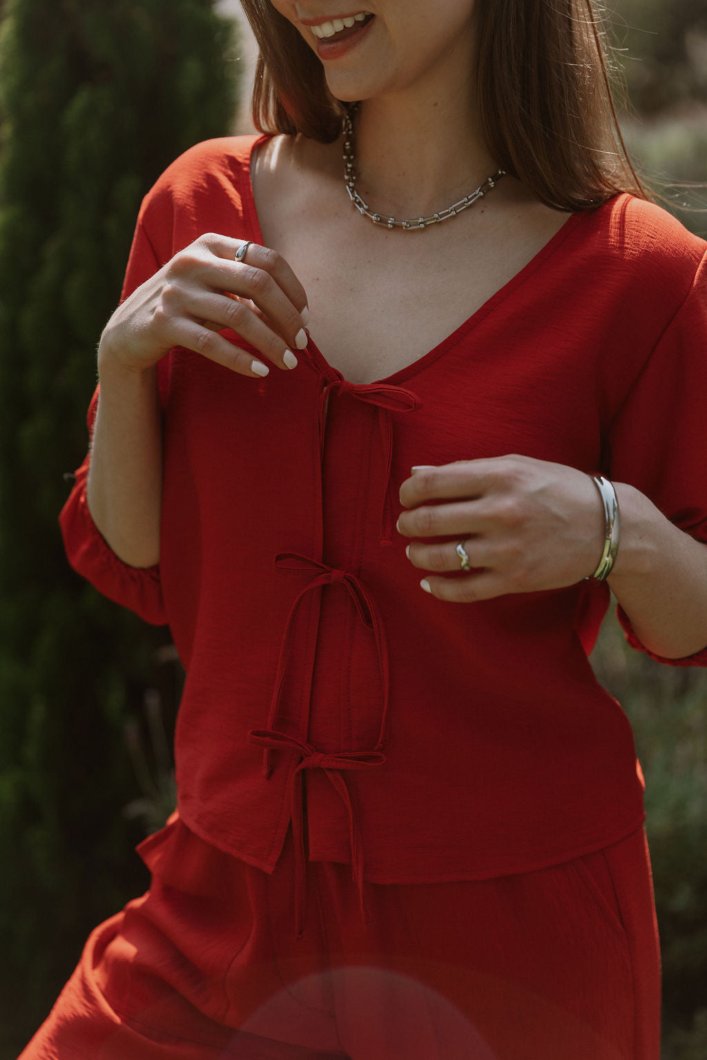 Gigi Tie Top - Berry Red
