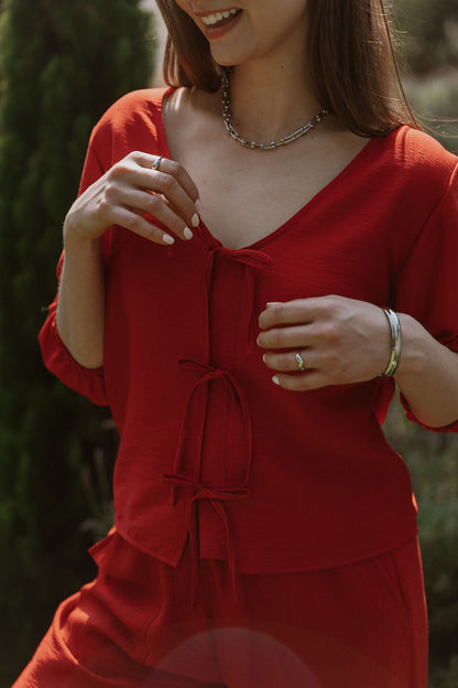Gigi Tie Top - Berry Red