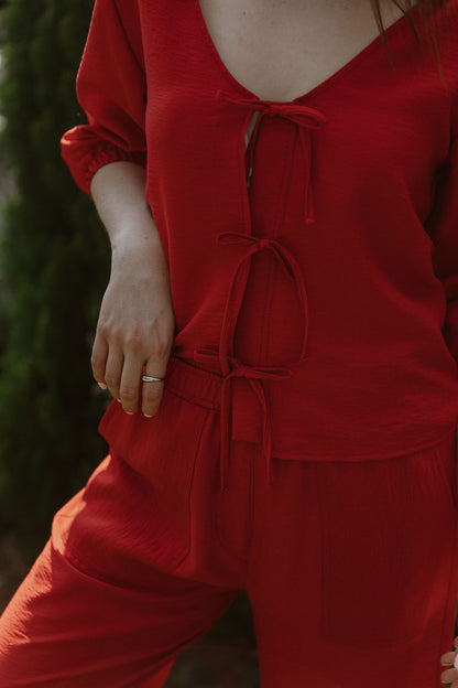 Gigi Tie Top - Berry Red