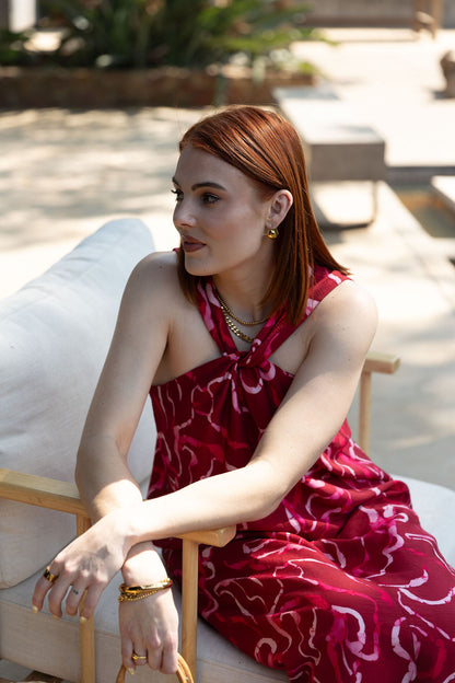 Twist Dress - Berry Red