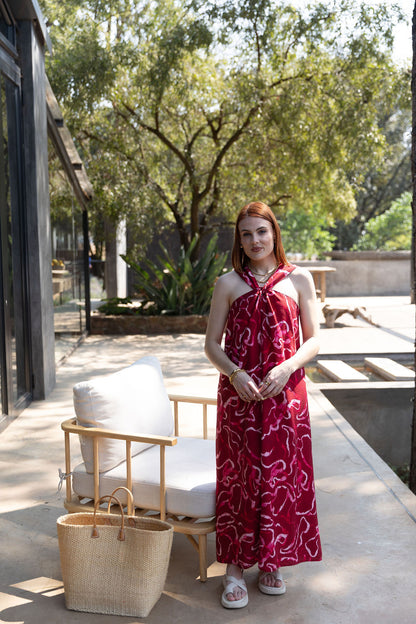 Twist Dress - Berry Red