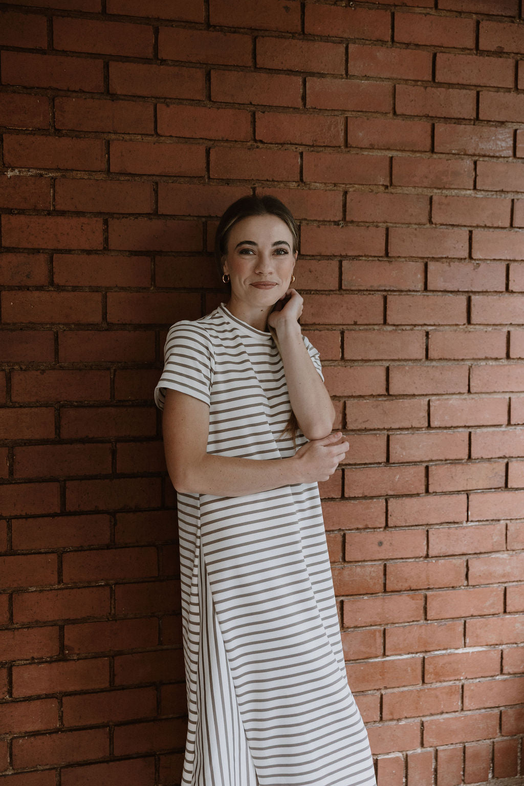 The Claudia Dress - Nude Stripe