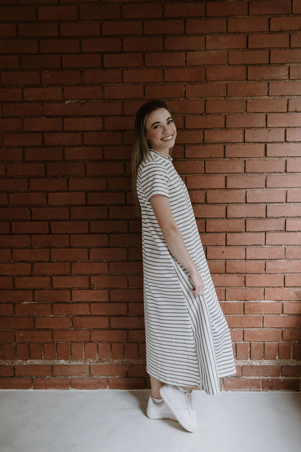 The Claudia Dress - Nude Stripe