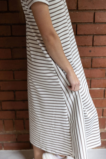 The Claudia Dress - Nude Stripe