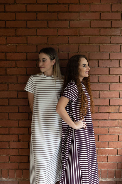 The Claudia Dress - Nude Stripe