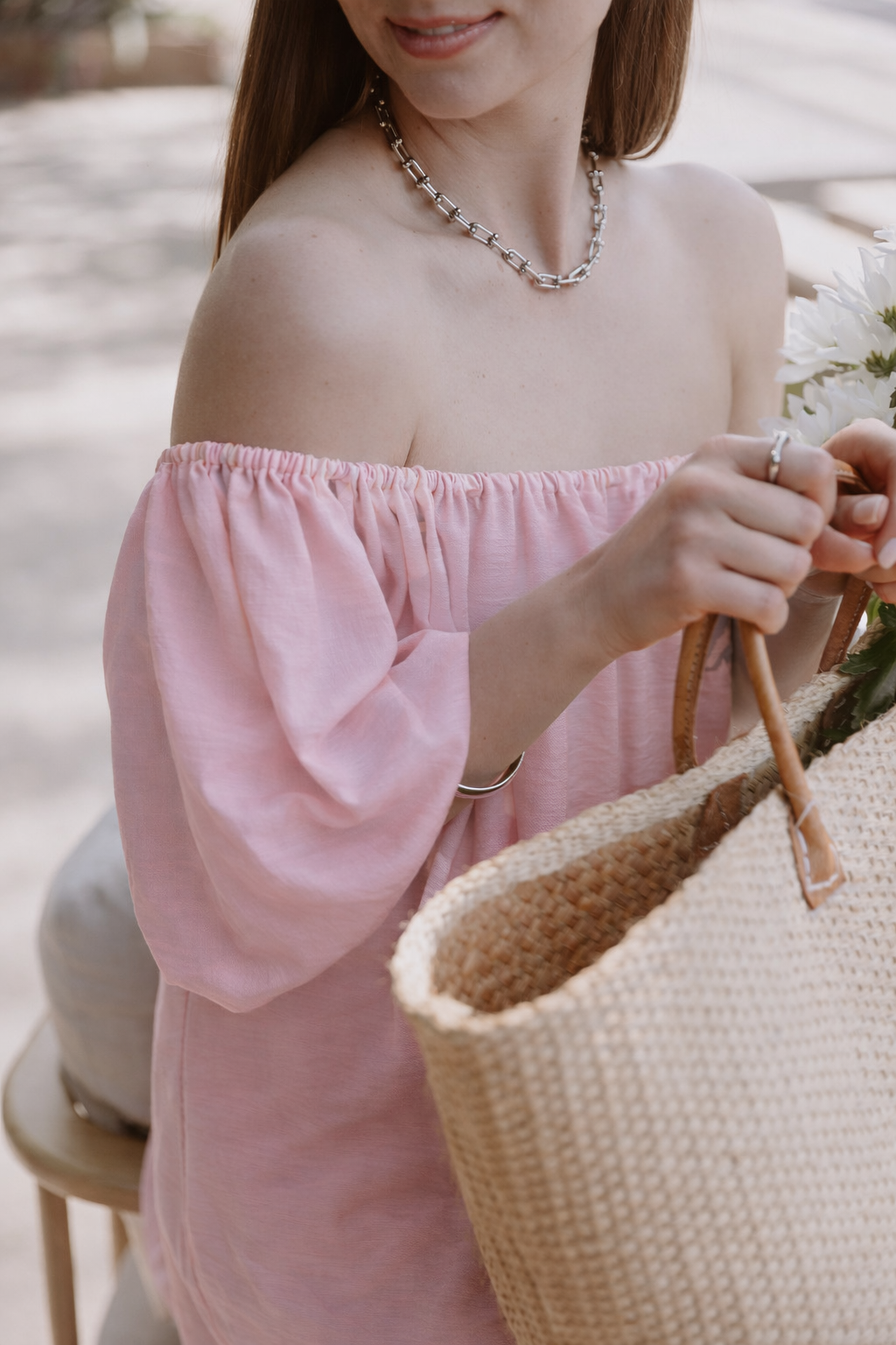 Off Shoulder Dress - Marshmallow Pink