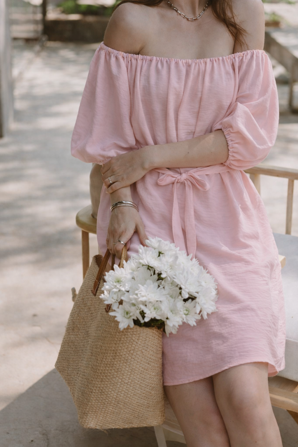 Off Shoulder Dress - Marshmallow Pink