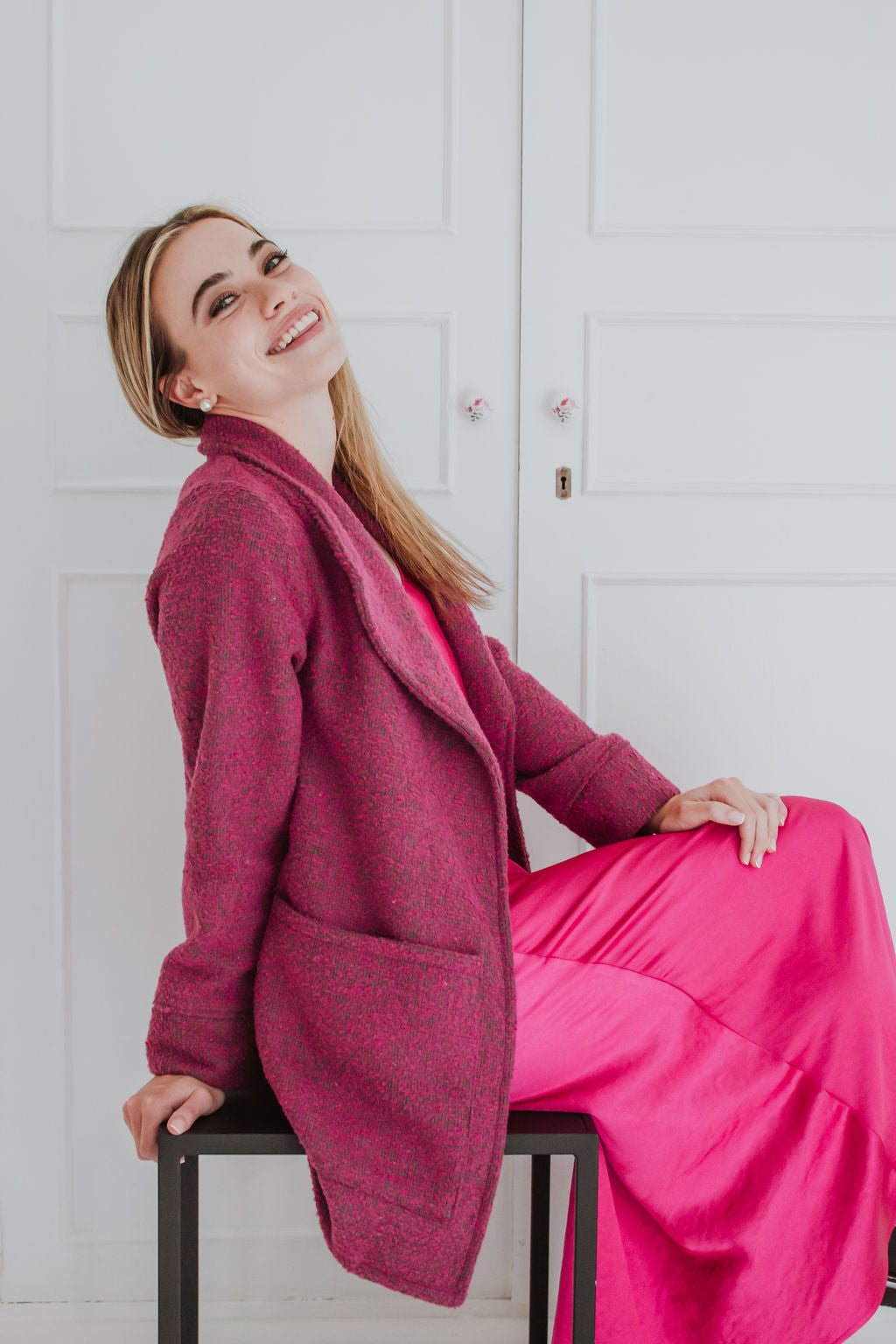 Naomi Coat Short - Pink/Grey
