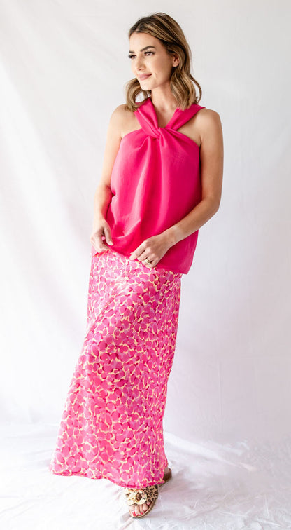 Bias Skirt - Pink/Yellow Print